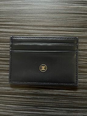 CHANEL Navy Leather Card Holder